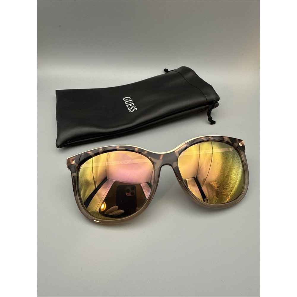 GUESS GF0302 Leopard/Pink/Copper mirror Round Sunglasses 60/17-135 includes case